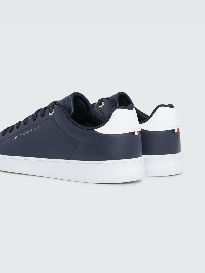 Tommy Hilfiger Contrast Heel Läder Cupsole Sneakers Herr Blå | 096-KQHDUI