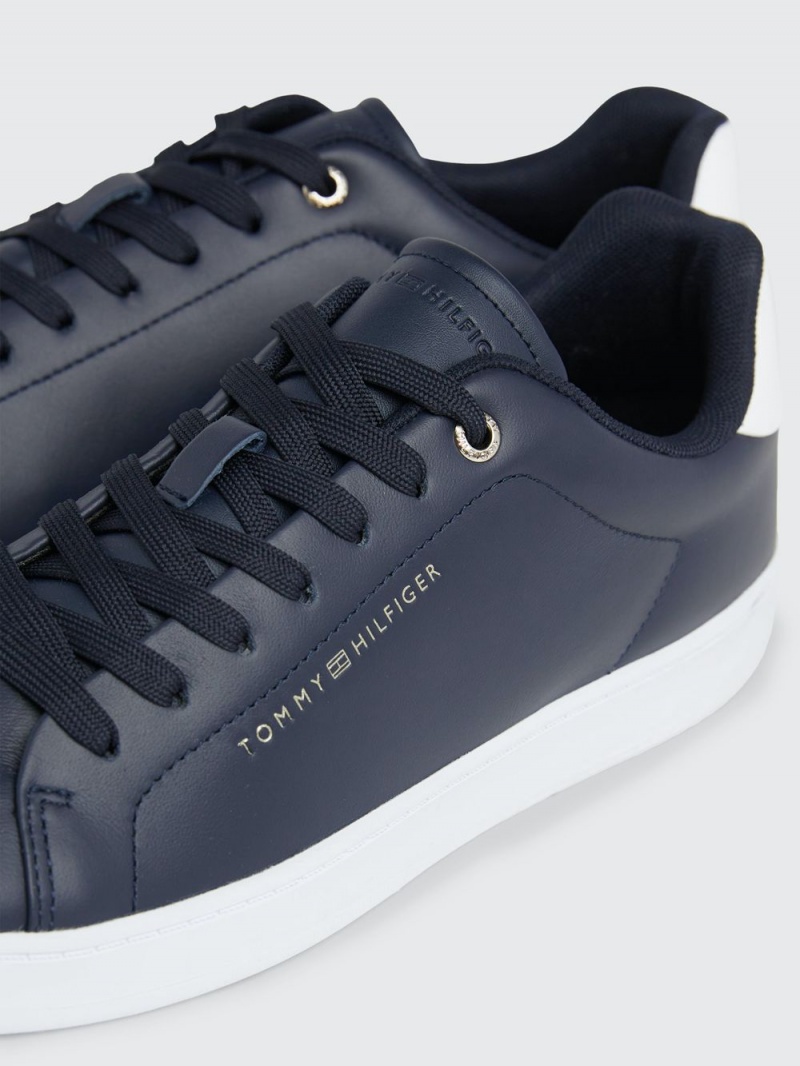 Tommy Hilfiger Contrast Heel Läder Cupsole Sneakers Herr Blå | 096-KQHDUI