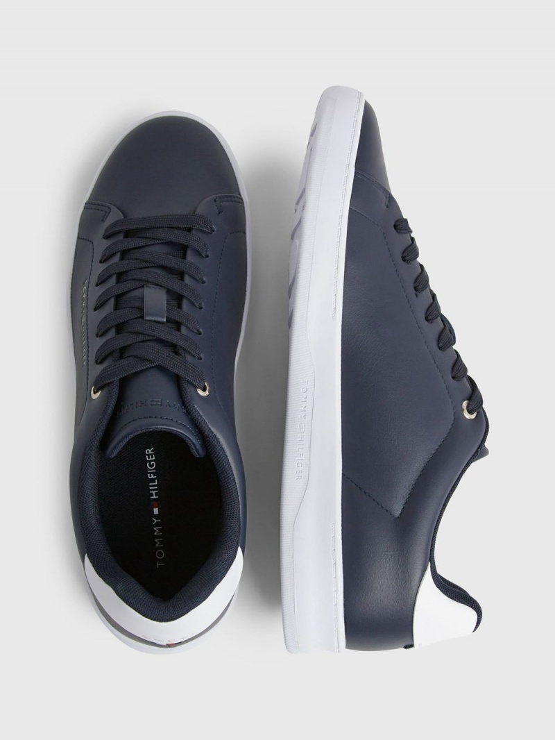 Tommy Hilfiger Contrast Heel Läder Cupsole Sneakers Herr Blå | 096-KQHDUI