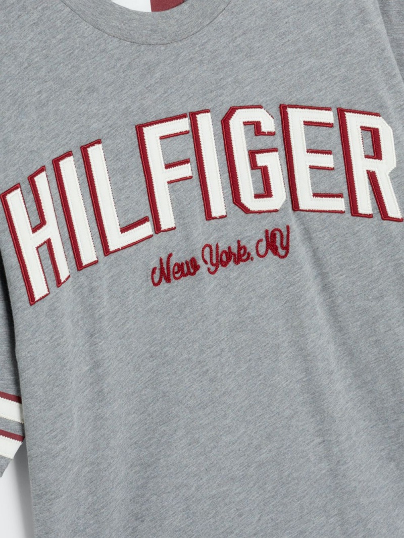 Tommy Hilfiger Contrast Stripe Archive Fit T-shirt Herr Grå | 035-WMIENH