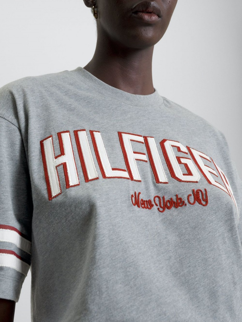 Tommy Hilfiger Contrast Stripe Archive Fit T-shirt Herr Grå | 035-WMIENH