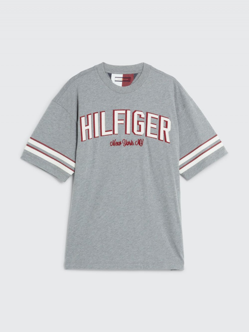 Tommy Hilfiger Contrast Stripe Archive Fit T-shirt Herr Grå | 035-WMIENH