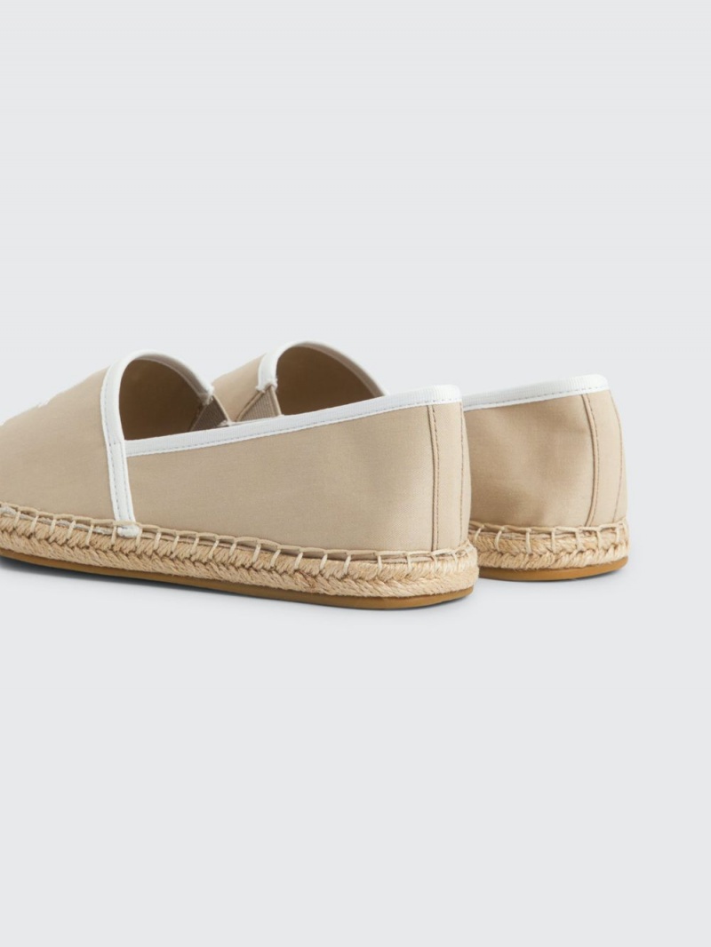 Tommy Hilfiger Contrast Trim Monogram Embroidery Espadriller Dam Beige | 840-EIVUWM