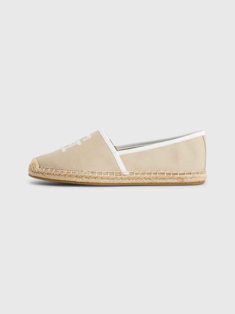 Tommy Hilfiger Contrast Trim Monogram Embroidery Espadriller Dam Beige | 840-EIVUWM