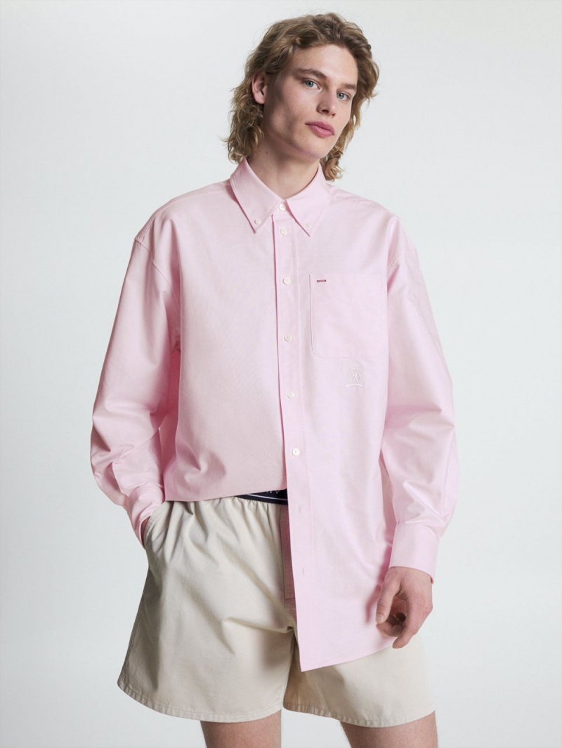 Tommy Hilfiger Crest Archive Relaxed Fit Oxford Skjorta Dam Rosa | 658-DUQHGC