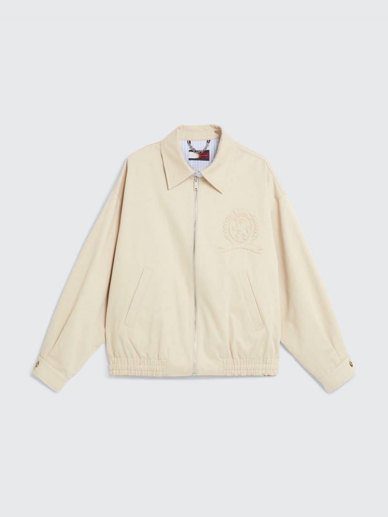 Tommy Hilfiger Crest Relaxed Fit Twill Coach Jackor Herr Beige | 274-AOXBYT