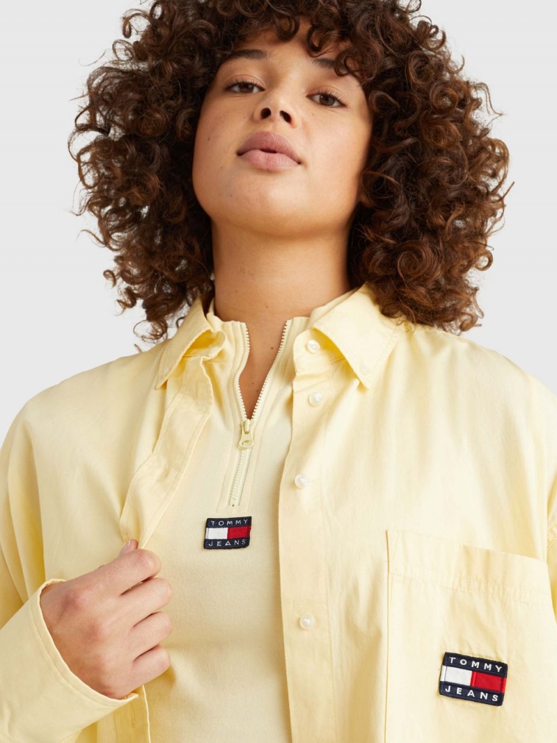 Tommy Hilfiger Curve Badge Oversized Skjorta Dam Gula | 795-LDNJTM