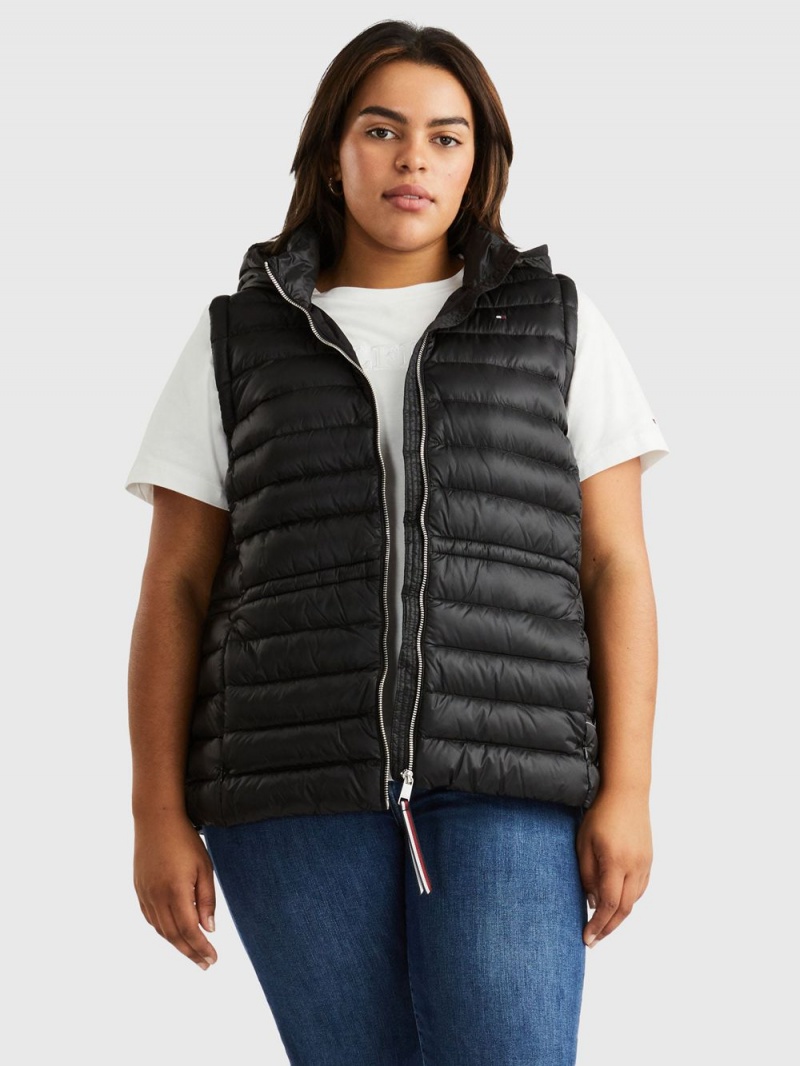 Tommy Hilfiger Curve Hooded Down Väst Dam Svarta | 436-CNFKQO