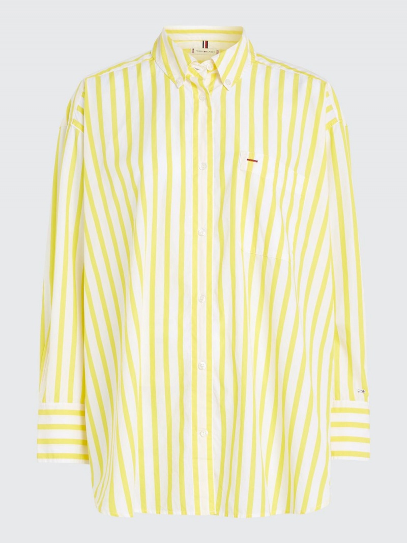 Tommy Hilfiger Curve Icons Stripe Oversized Skjorta Dam Gula | 798-HUROPA