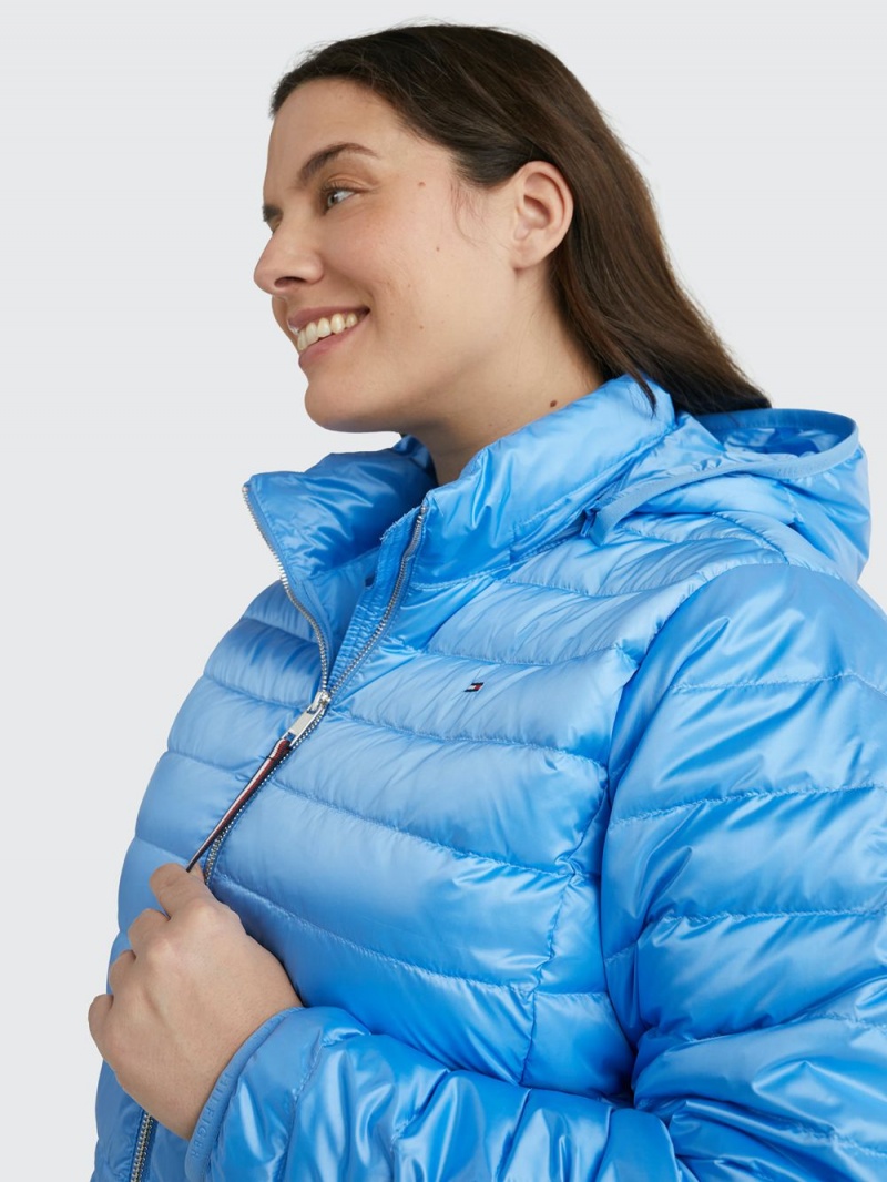 Tommy Hilfiger Curve Vatten Repellent Down Puffer Jackor Dam Blå | 519-WIXCJQ