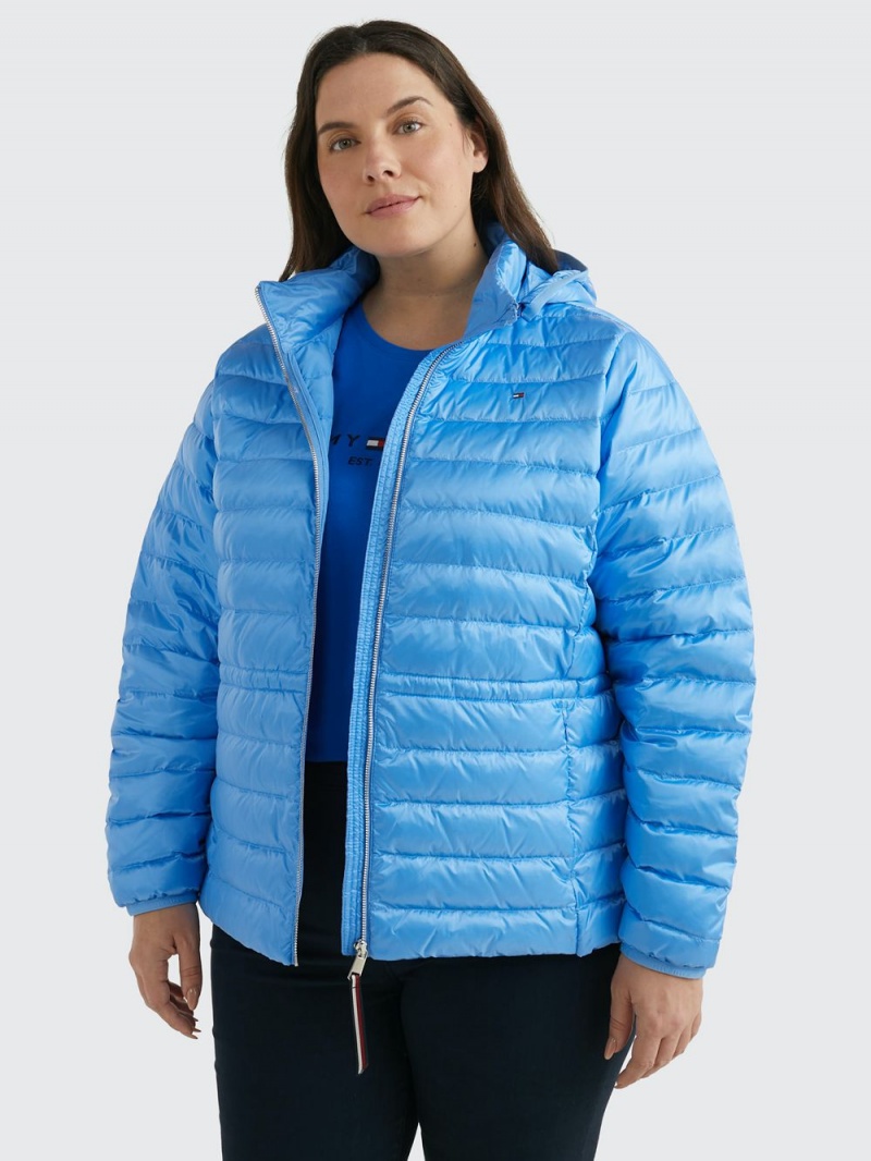 Tommy Hilfiger Curve Vatten Repellent Down Puffer Jackor Dam Blå | 519-WIXCJQ