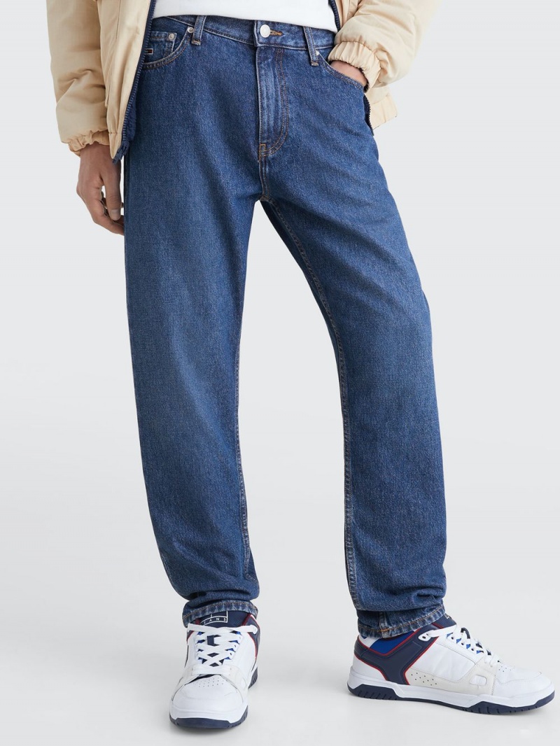 Tommy Hilfiger Dad Tapered Logo Embroidery Jeans Herr Blå | 534-PSCOKM