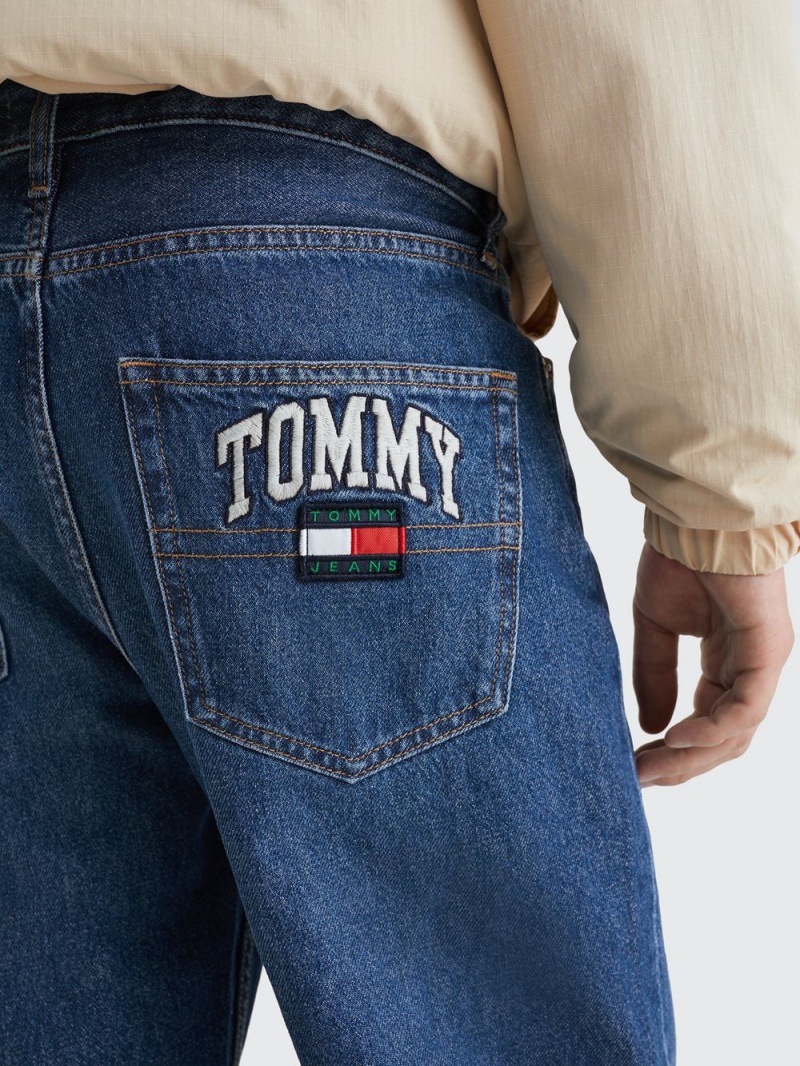 Tommy Hilfiger Dad Tapered Logo Embroidery Jeans Herr Blå | 534-PSCOKM