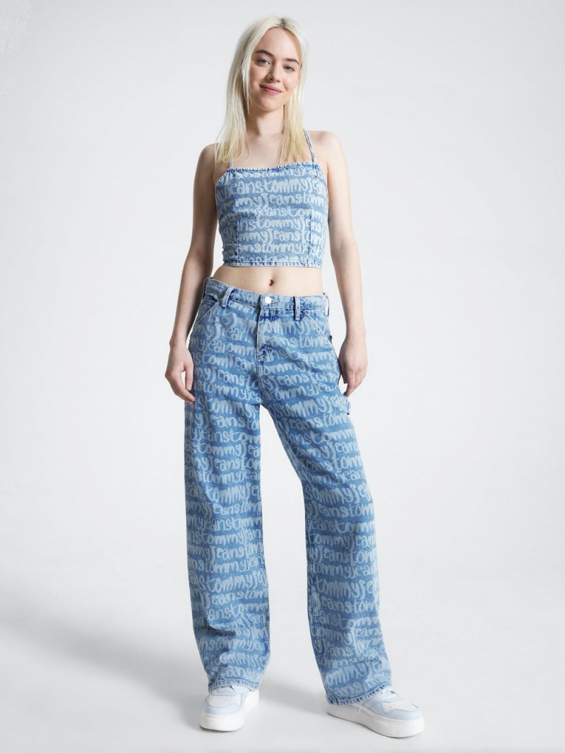 Tommy Hilfiger Daisy Low Rise Baggy Spell-Out Carpenter Jeans Dam Blå | 236-BPMRJL