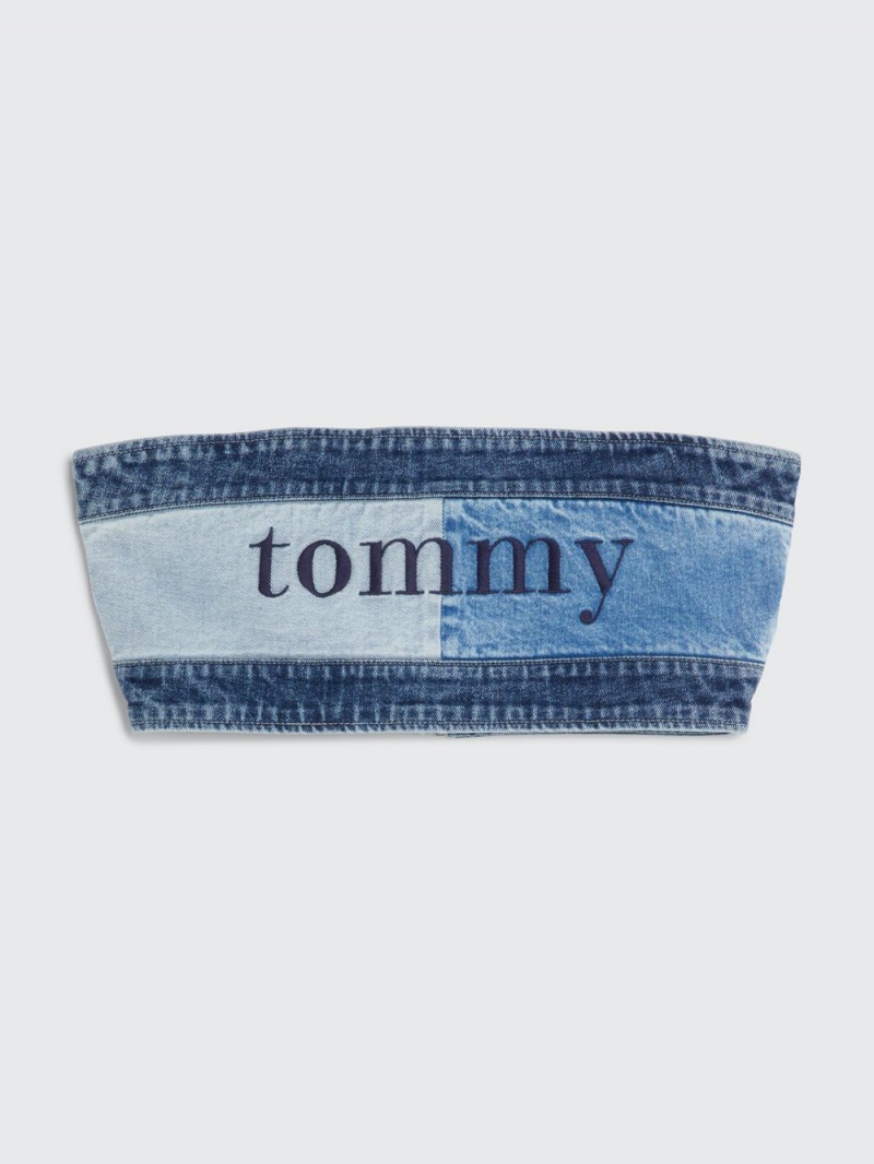 Tommy Hilfiger Denim Flag Bandeau BH Dam Blå | 938-AMNBEL