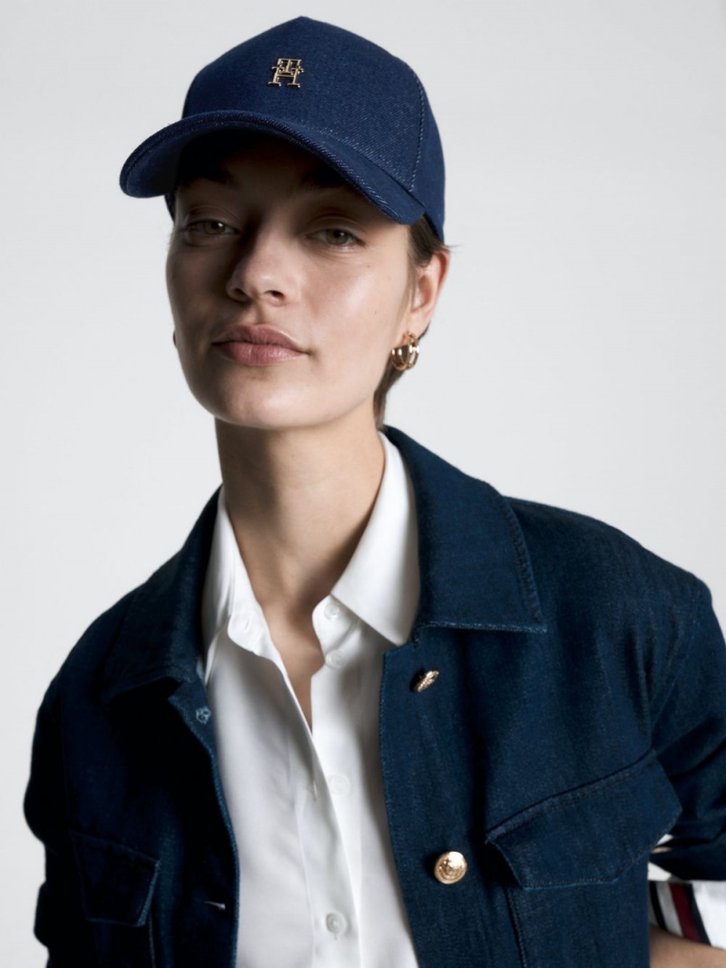 Tommy Hilfiger Denim Monogram Baseball Kepsar Dam Blå | 543-HUJXLE