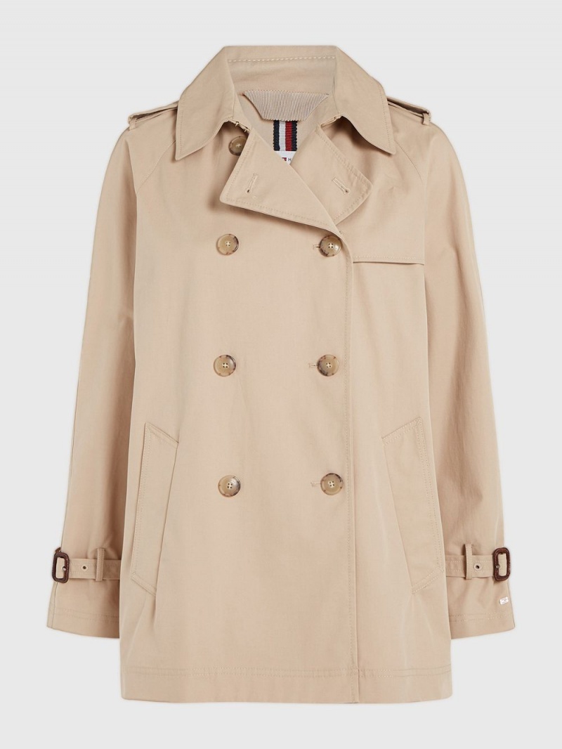 Tommy Hilfiger Double Breasted Korta Trench Rockar Dam Beige | 924-EUPSGM