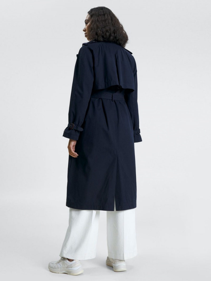 Tommy Hilfiger Double Breasted Long Trench Rockar Dam Blå | 102-GIULED