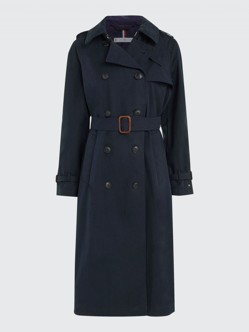 Tommy Hilfiger Double Breasted Long Trench Rockar Dam Blå | 102-GIULED