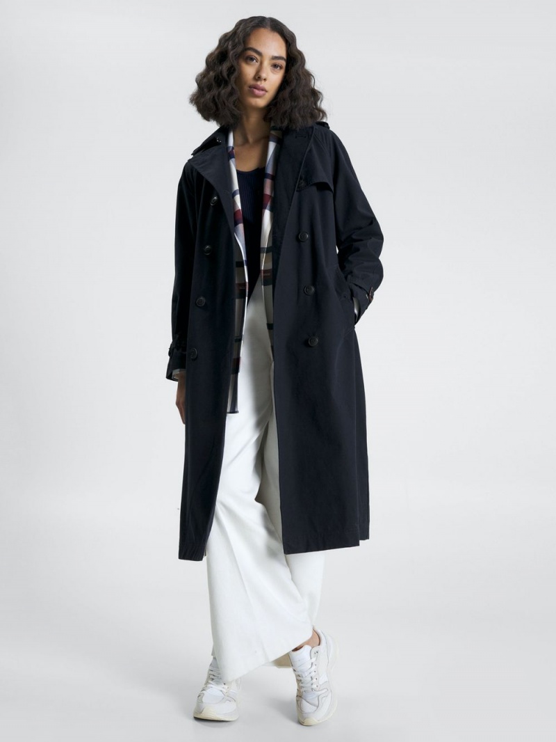 Tommy Hilfiger Double Breasted Long Trench Rockar Dam Blå | 102-GIULED