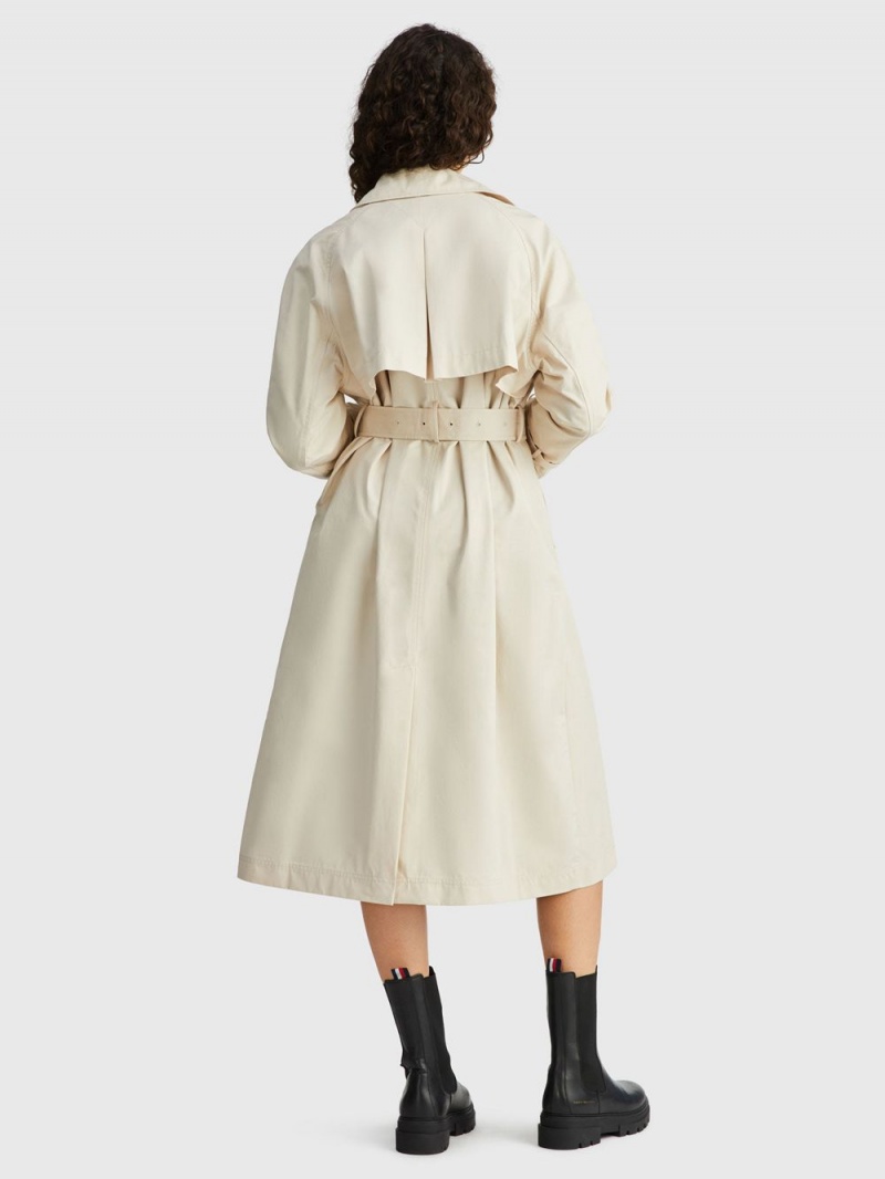 Tommy Hilfiger Double Breasted Long Trench Rockar Dam Beige | 749-DVHOAY