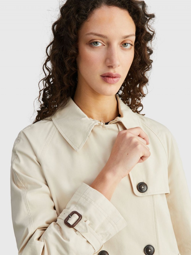 Tommy Hilfiger Double Breasted Long Trench Rockar Dam Beige | 749-DVHOAY