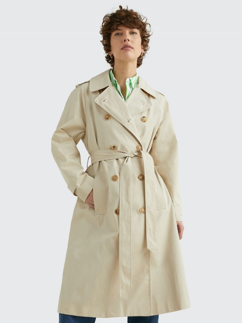 Tommy Hilfiger Double Breasted Trench Rockar Dam Beige | 651-KOHXMA