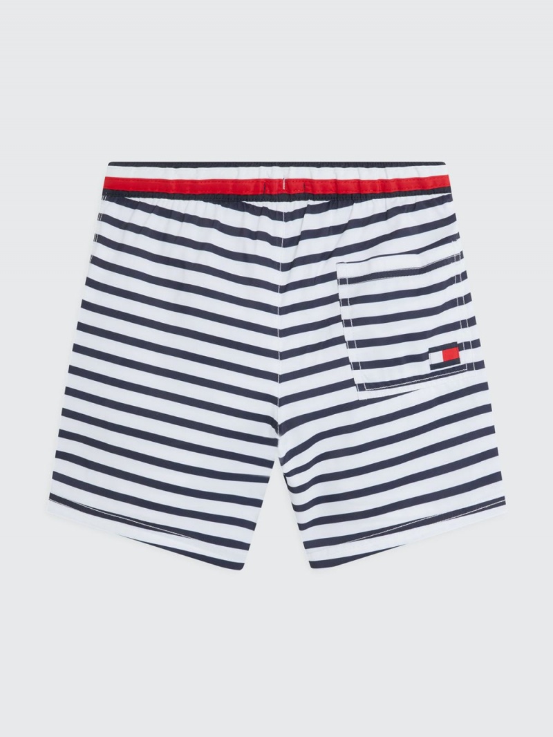 Tommy Hilfiger Drawstring Print Badshorts Pojke Marinblå Vita | 823-JFGXRC