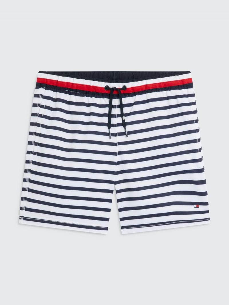 Tommy Hilfiger Drawstring Print Badshorts Pojke Marinblå Vita | 823-JFGXRC