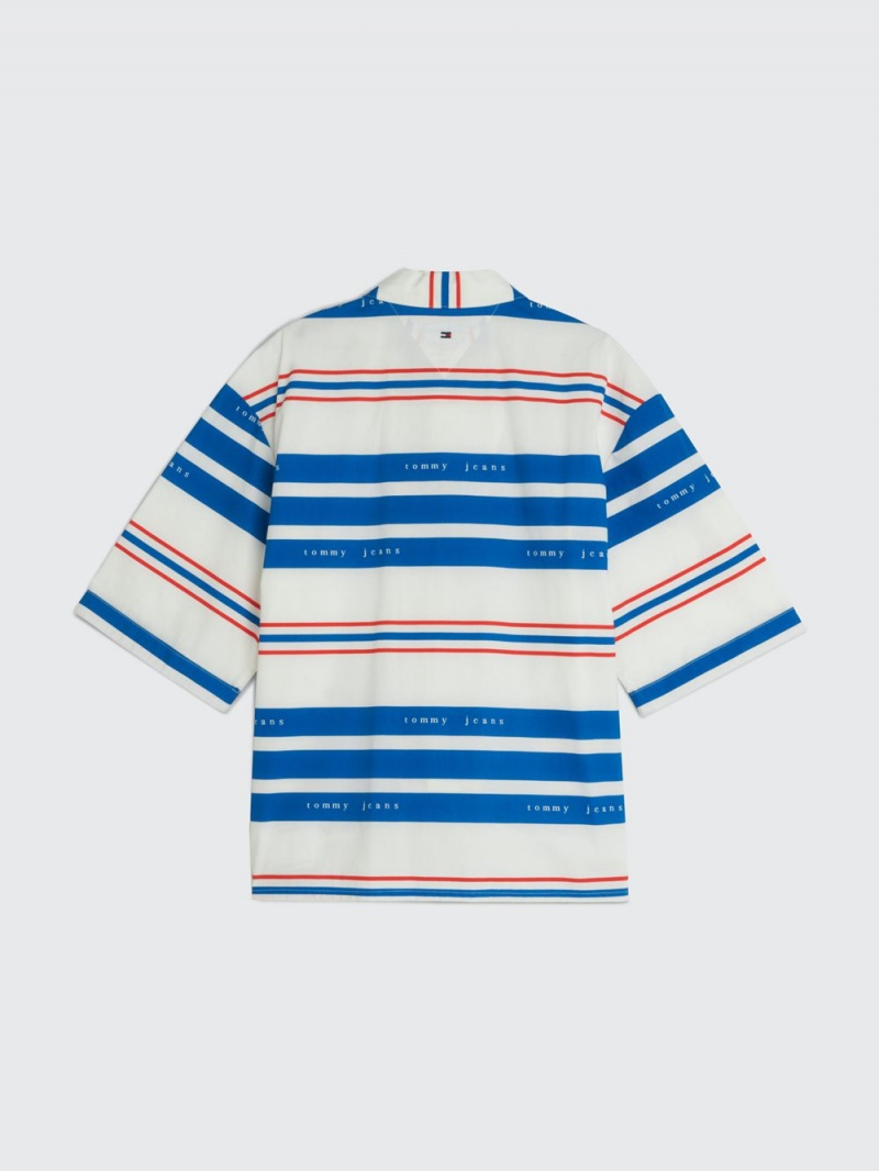 Tommy Hilfiger Dual Gender Mixed Stripe Bowling Skjorta Dam Olika Färger | 174-RKPYFW