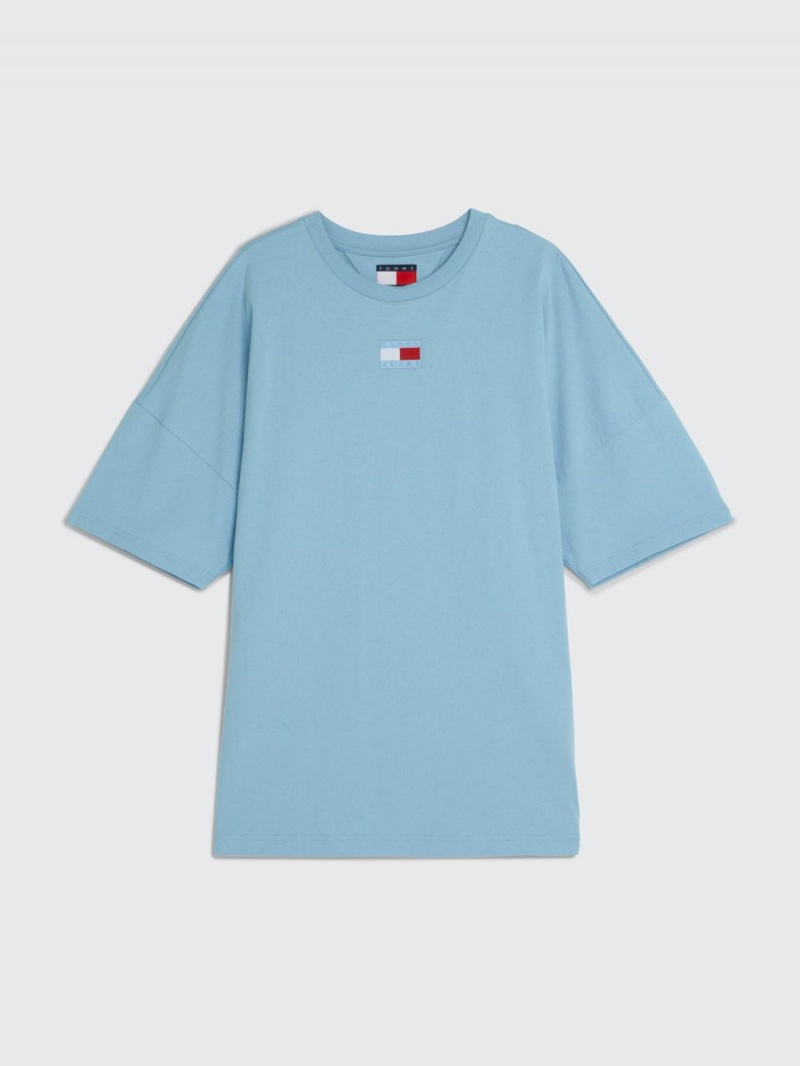 Tommy Hilfiger Dual Gender Split Hem T-shirt Dam Blå | 381-ZYLIGP