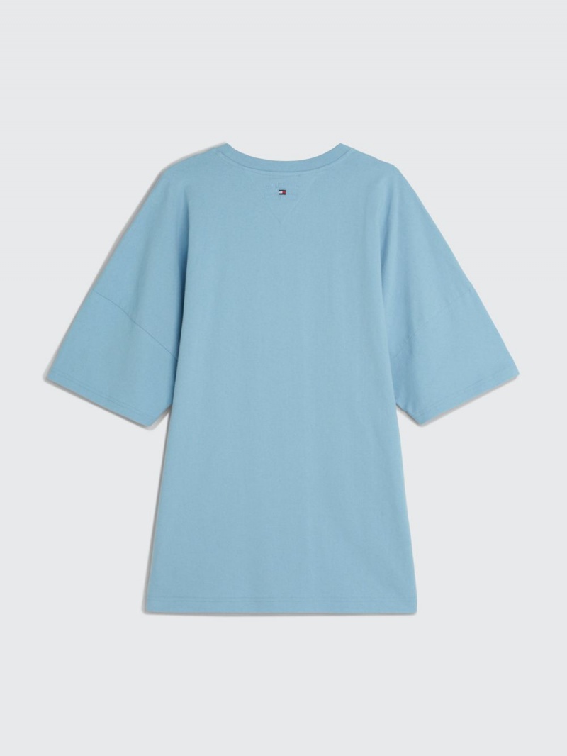 Tommy Hilfiger Dual Gender Split Hem T-shirt Dam Blå | 381-ZYLIGP