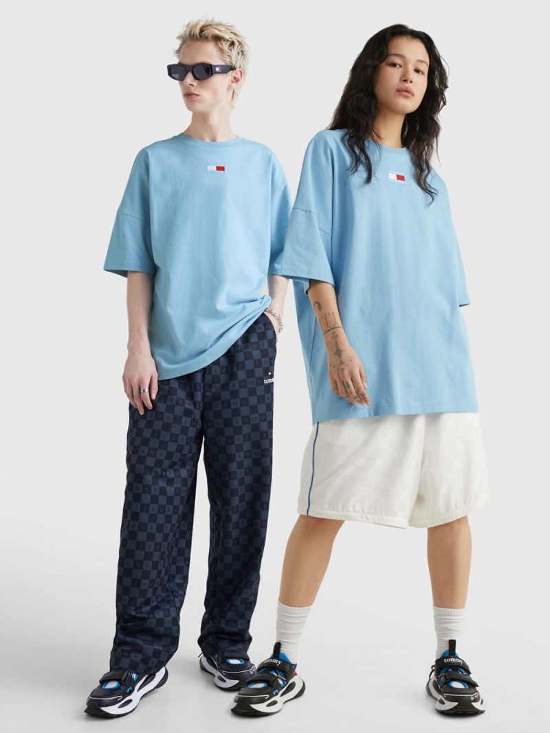 Tommy Hilfiger Dual Gender Split Hem T-shirt Dam Blå | 381-ZYLIGP