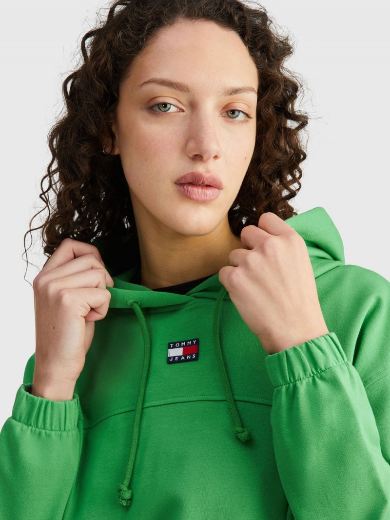 Tommy Hilfiger Elasticated Badge Hoodie Dam Gröna | 971-DAKCTR