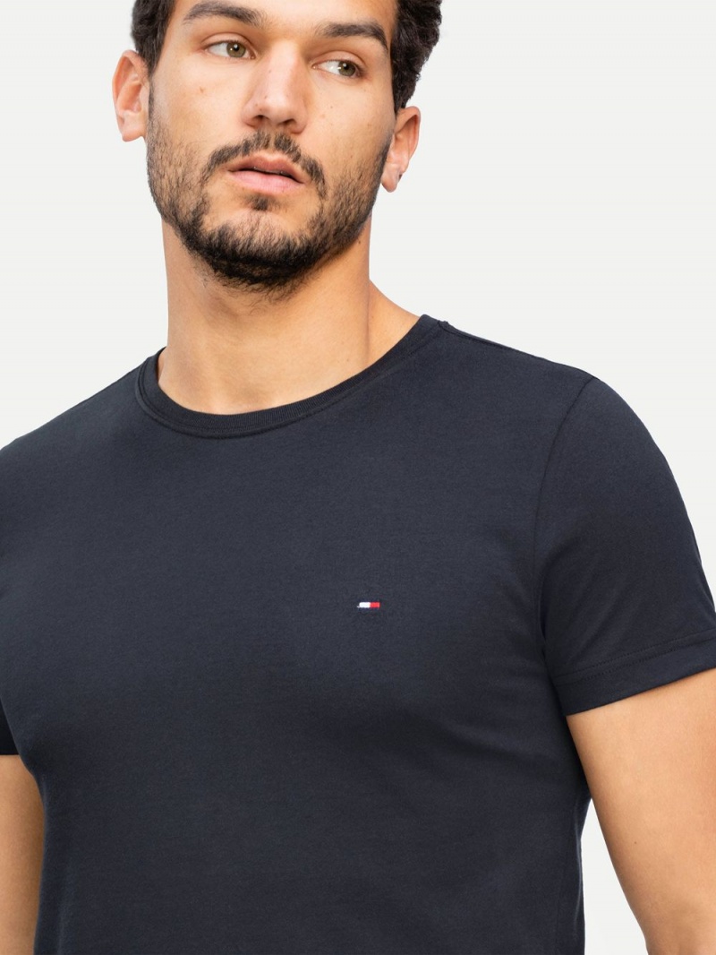 Tommy Hilfiger Essential Bomull T-shirt Herr Svarta | 456-ARGMTO