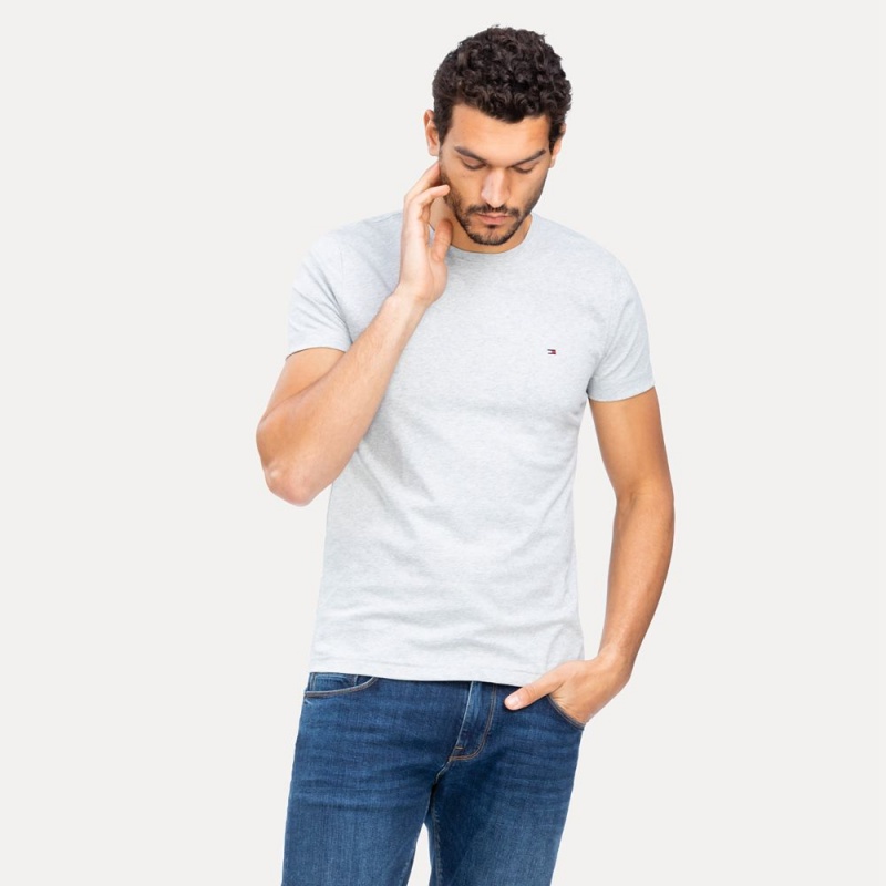 Tommy Hilfiger Essential Bomull T-shirt Herr Ljusgrå | 405-ICTXQS