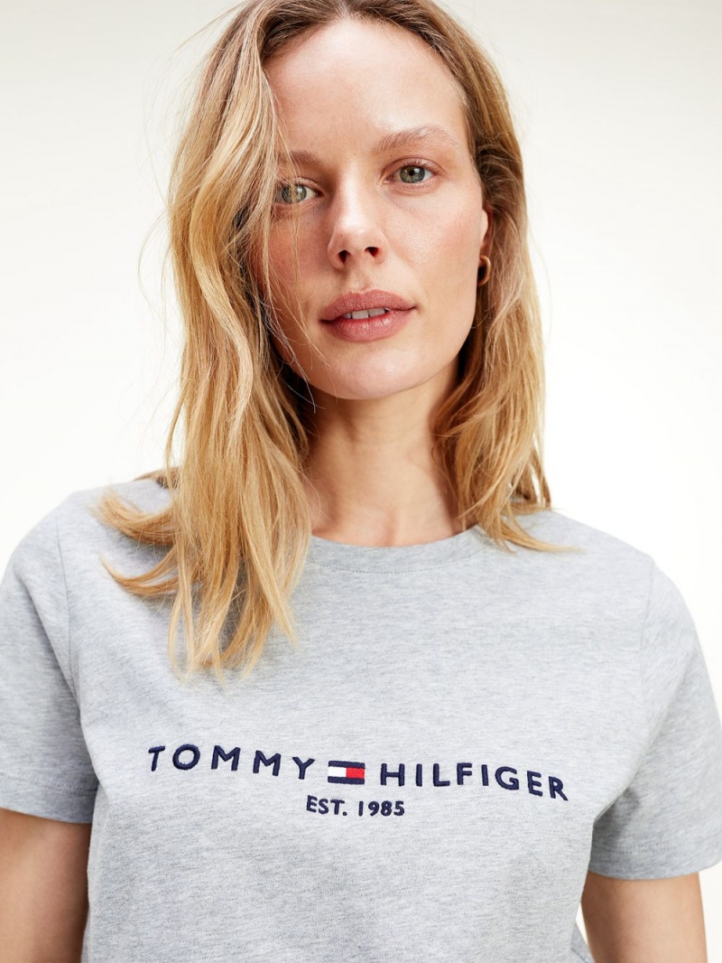 Tommy Hilfiger Essential Crew Neck Logo T-shirt Dam Grå | 450-SAOGEC