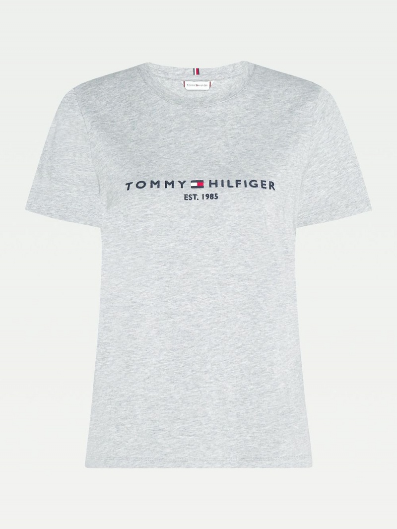 Tommy Hilfiger Essential Crew Neck Logo T-shirt Dam Grå | 450-SAOGEC