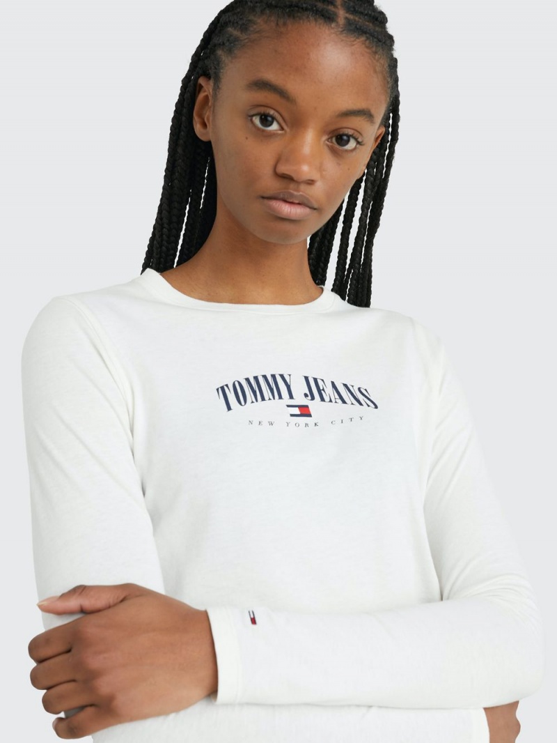 Tommy Hilfiger Essential Cropped Long Sleeve T-shirt Dam Vita | 637-CRJUYQ