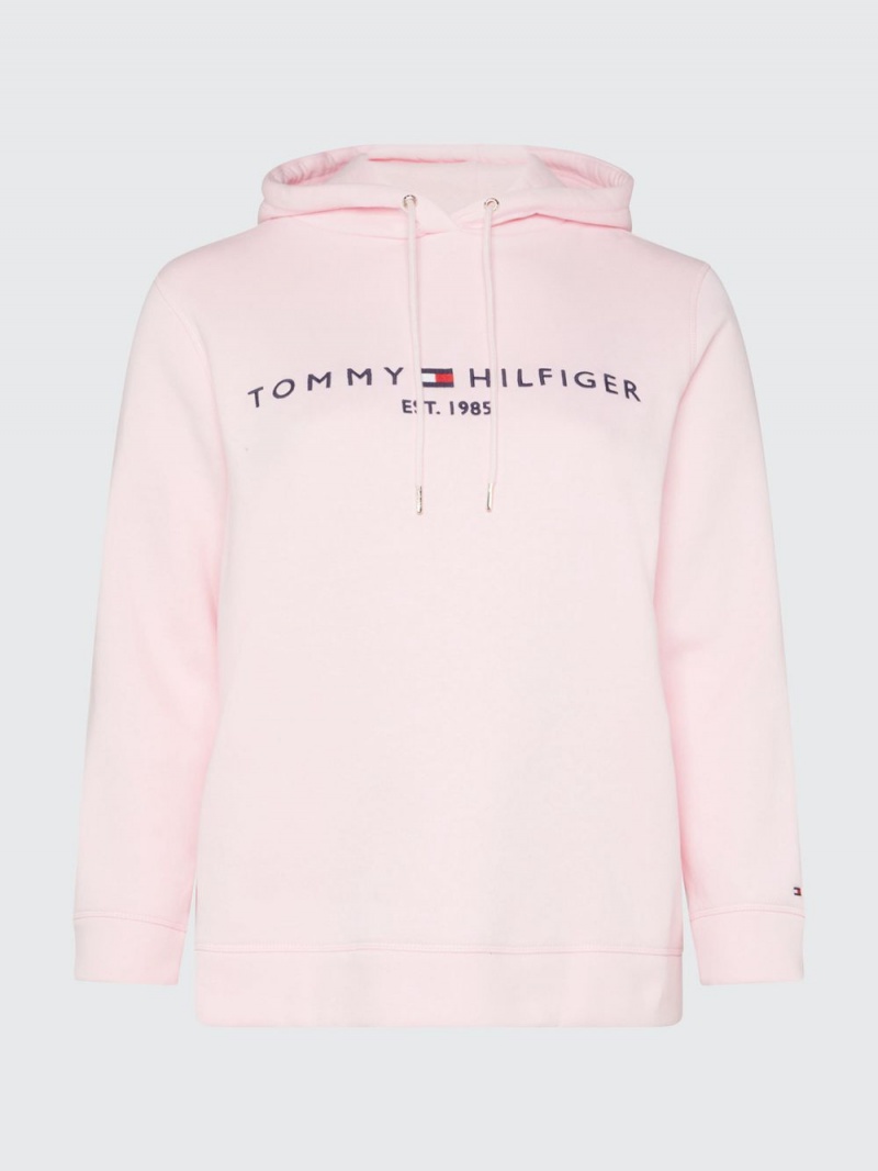 Tommy Hilfiger Essential Curve Logo Hoodie Dam Rosa | 935-CATUGK