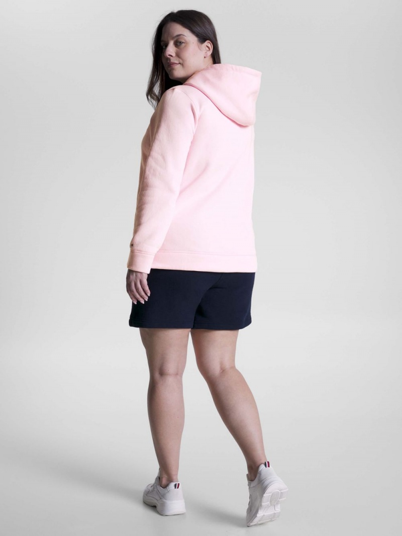 Tommy Hilfiger Essential Curve Logo Hoodie Dam Rosa | 935-CATUGK