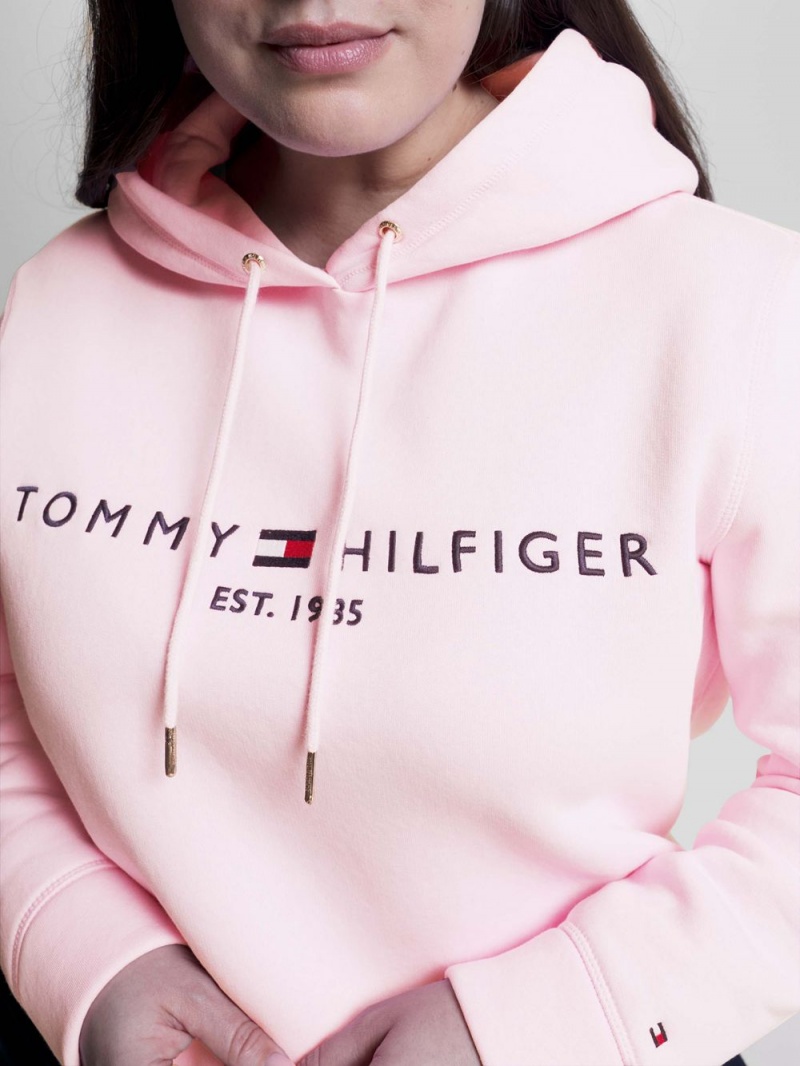 Tommy Hilfiger Essential Curve Logo Hoodie Dam Rosa | 935-CATUGK