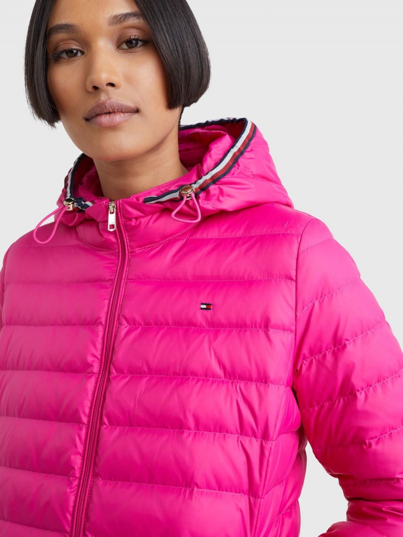 Tommy Hilfiger Essential Down-Filled Quiltad Hooded Jackor Dam Rosa | 892-ZICRUN