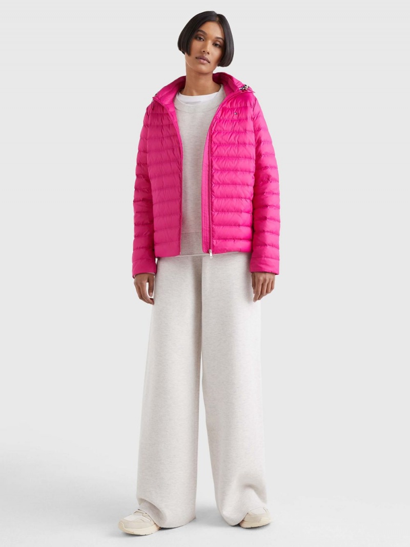 Tommy Hilfiger Essential Down-Filled Quiltad Hooded Jackor Dam Rosa | 892-ZICRUN