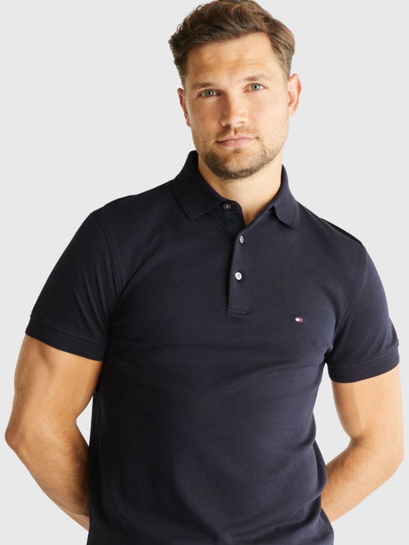 Tommy Hilfiger Essential Interlock Slim Fit Piketröja Herr Marinblå | 745-AHBNQO