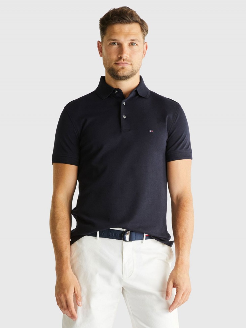 Tommy Hilfiger Essential Interlock Slim Fit Piketröja Herr Marinblå | 745-AHBNQO