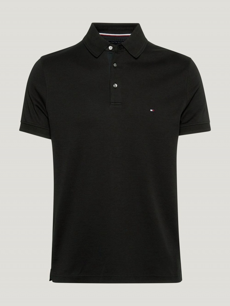 Tommy Hilfiger Essential Interlock Slim Fit Piketröja Herr Svarta | 623-OMRJZB