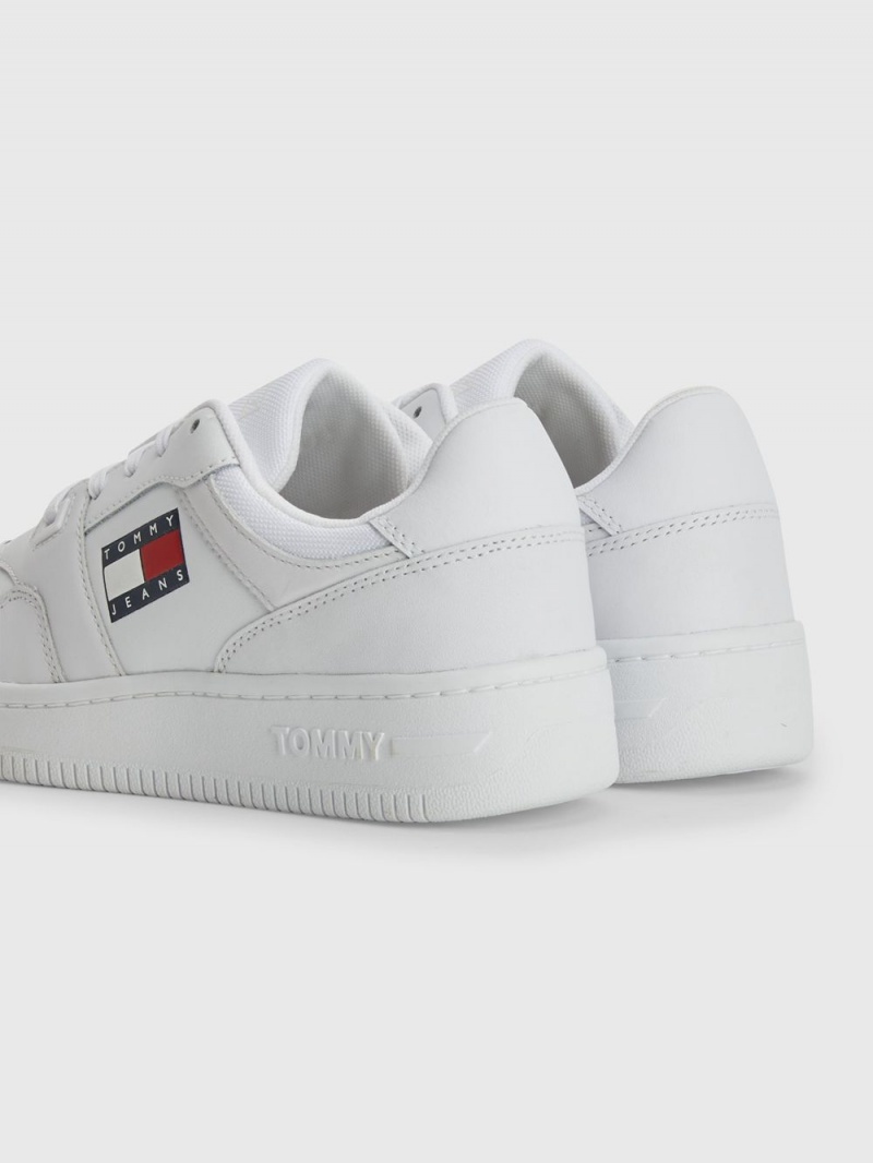 Tommy Hilfiger Essential Läder Basket Sneakers Dam Vita | 467-YVLSZJ