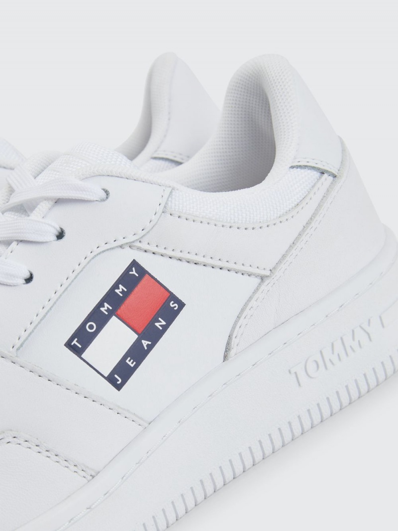 Tommy Hilfiger Essential Läder Basket Sneakers Dam Vita | 467-YVLSZJ