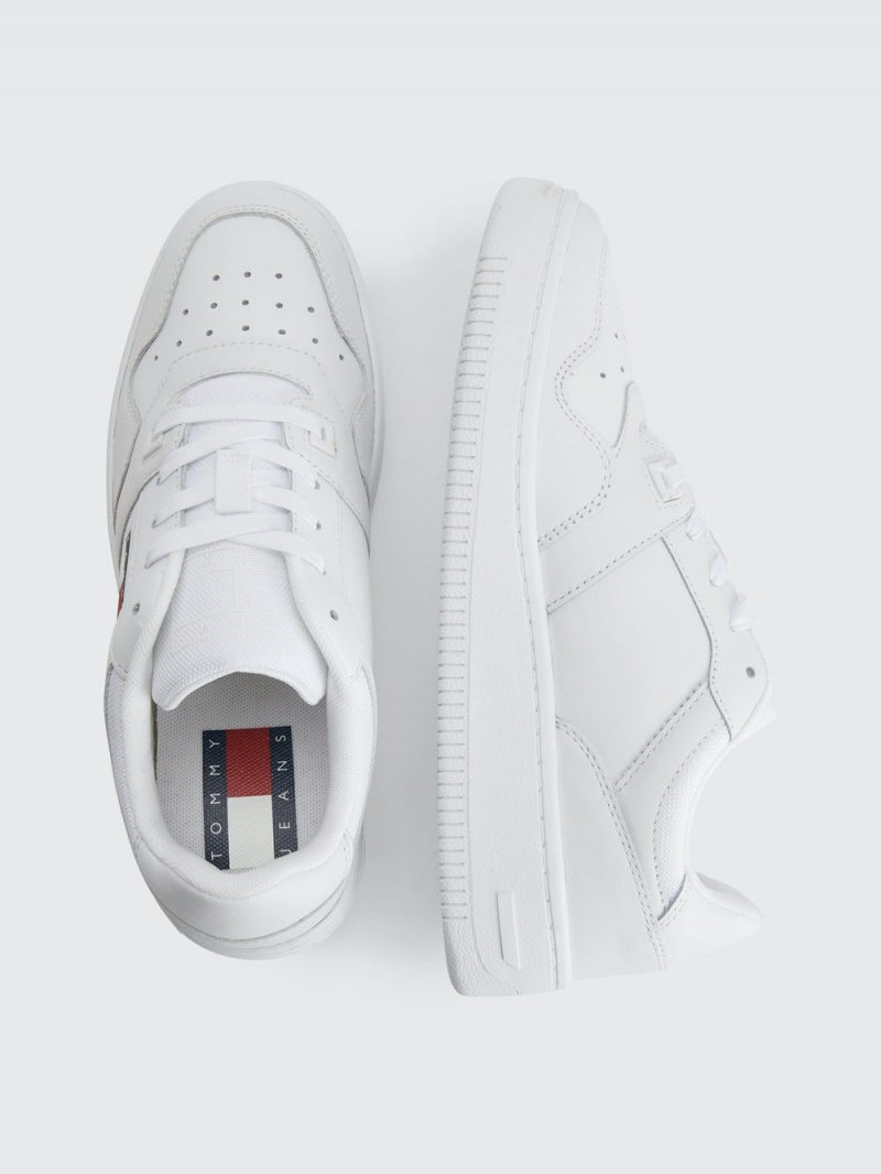 Tommy Hilfiger Essential Läder Basket Sneakers Dam Vita | 467-YVLSZJ